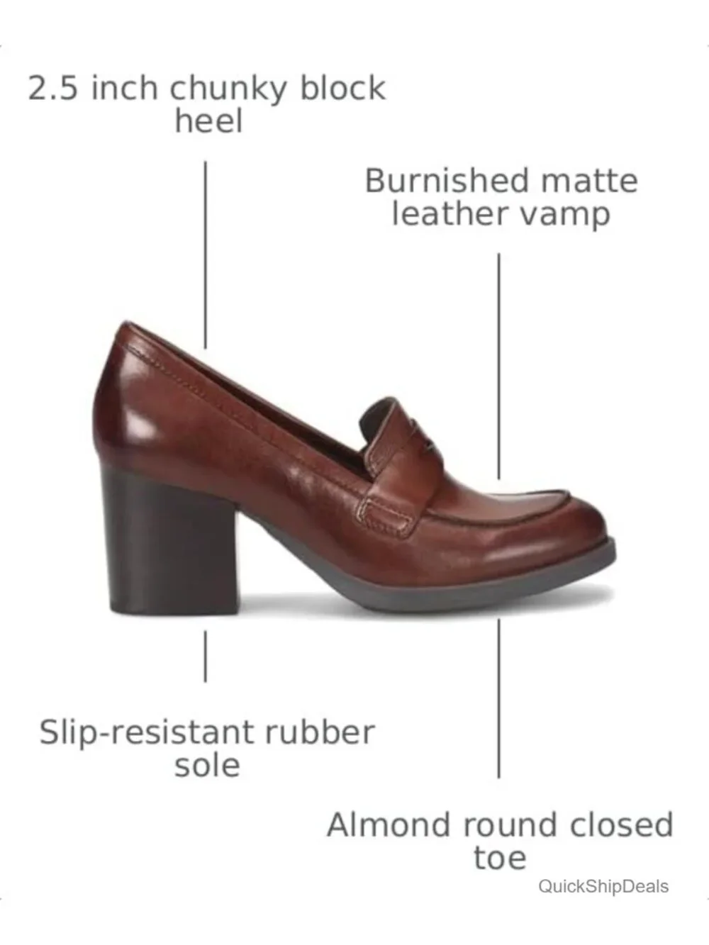 Vintage Chunky Heel Loafers Pumps Platform Slip On Oxford Dress Work Shoes